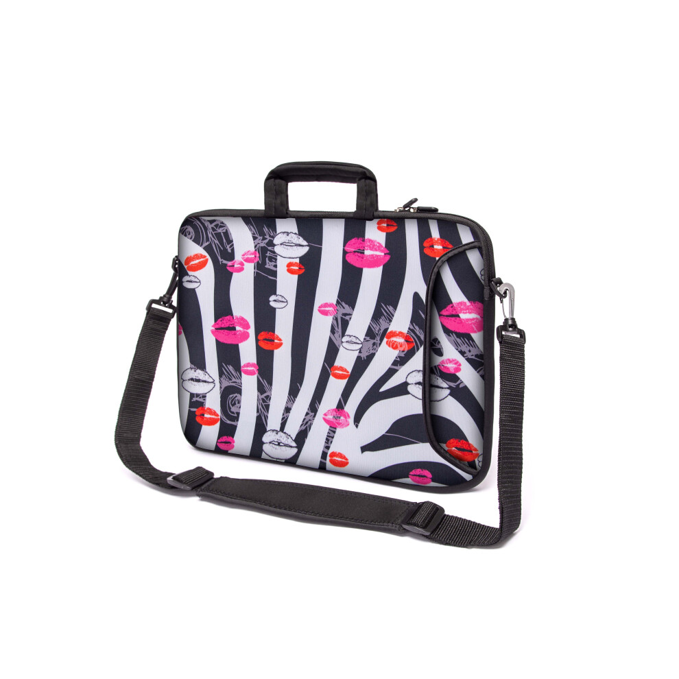 (Zebra Lips) 17" Inch Tablet Laptop Notebook Handle Strap Bag Multicoloured 5056543413857