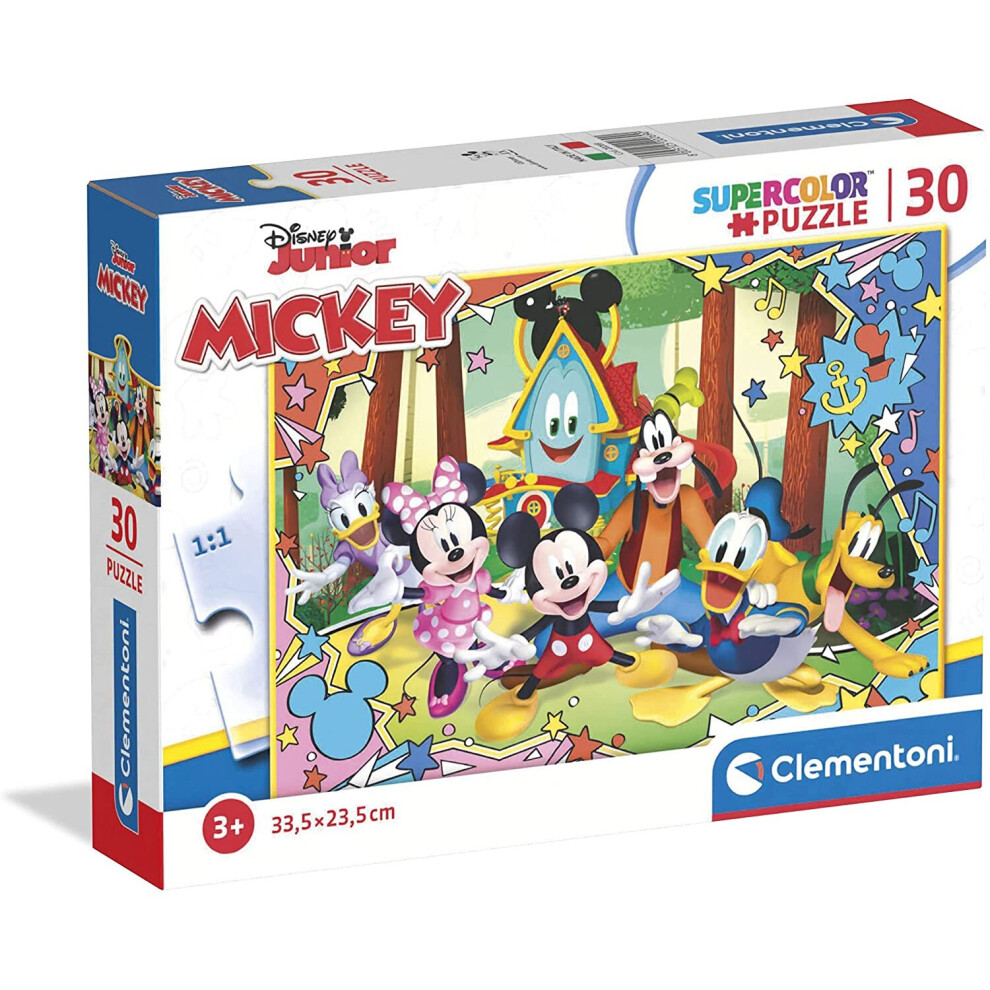 Clementoni 20269 Disney Mickey Supercolor Mickey-30 Pieces-Jigsaw Puzzle for Kids Age 3, Multicolored, M