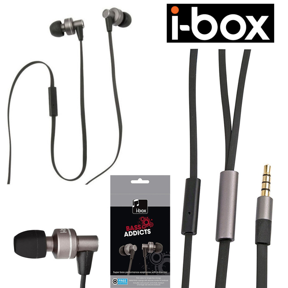 (Bass Addicts) I-Box Handsfree Earphones In-Ear Headphones Earbuds Wired 3.5Mm Jack Grey 3301414132804