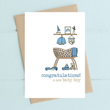 Congratulations A New Baby Boy Nursery Greeting Card Dandelion Stationery Cards
