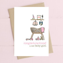 Congratulations A New Baby Girl Nursery Greeting Card Dandelion Stationery Cards