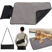 Dog Mat Portable Pet Throw Blanket Dog Travel Mat Reversible Floor Mat for Pet, with Storage Bag Silicone Folding Bowl, Large...