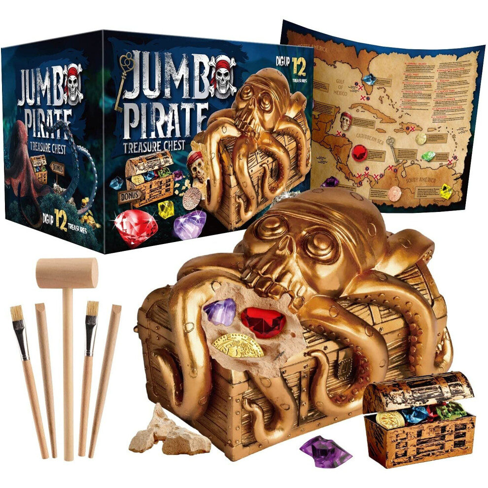 Dr. Daz Jumbo Pirate Excavation Kit for Kids â Pirate Toys â Dig up 12 Pirate Treasures, Gemstones, Gold Coins â Great Birthday...