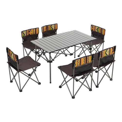 Living And Home 7 Piece Folding Camping Table and Chairs Set Portable with Carrying Bag