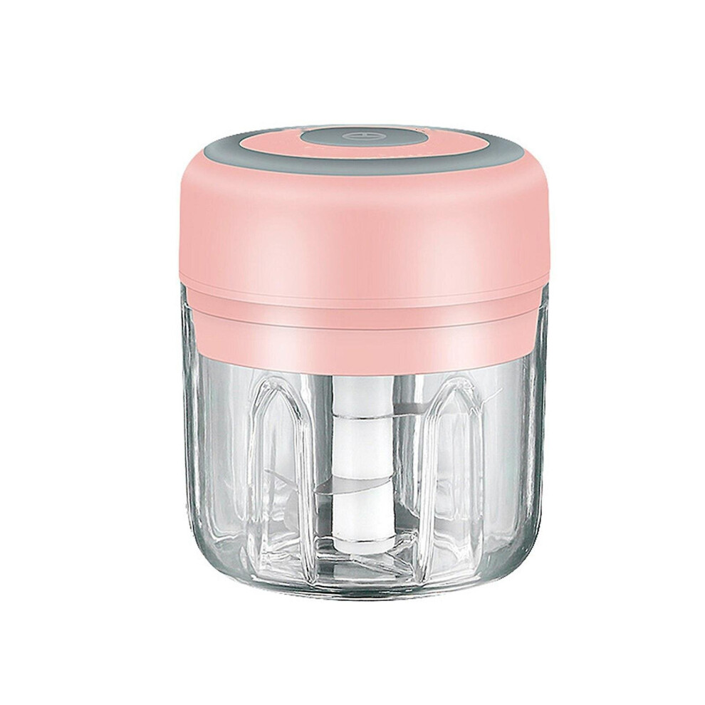 (Pink) Electric Chopper Garlic Onion Cutter Fruit Meat Multi Chopper With Usb Charging 250ml