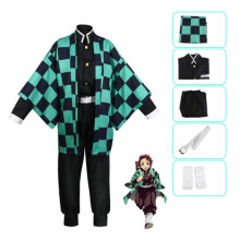 (Kamado Tanjirou Suit, 140cm) Demon Slayer Kids Cosplay Kamado Nezuko Tanjiro Kimono Robes Costume