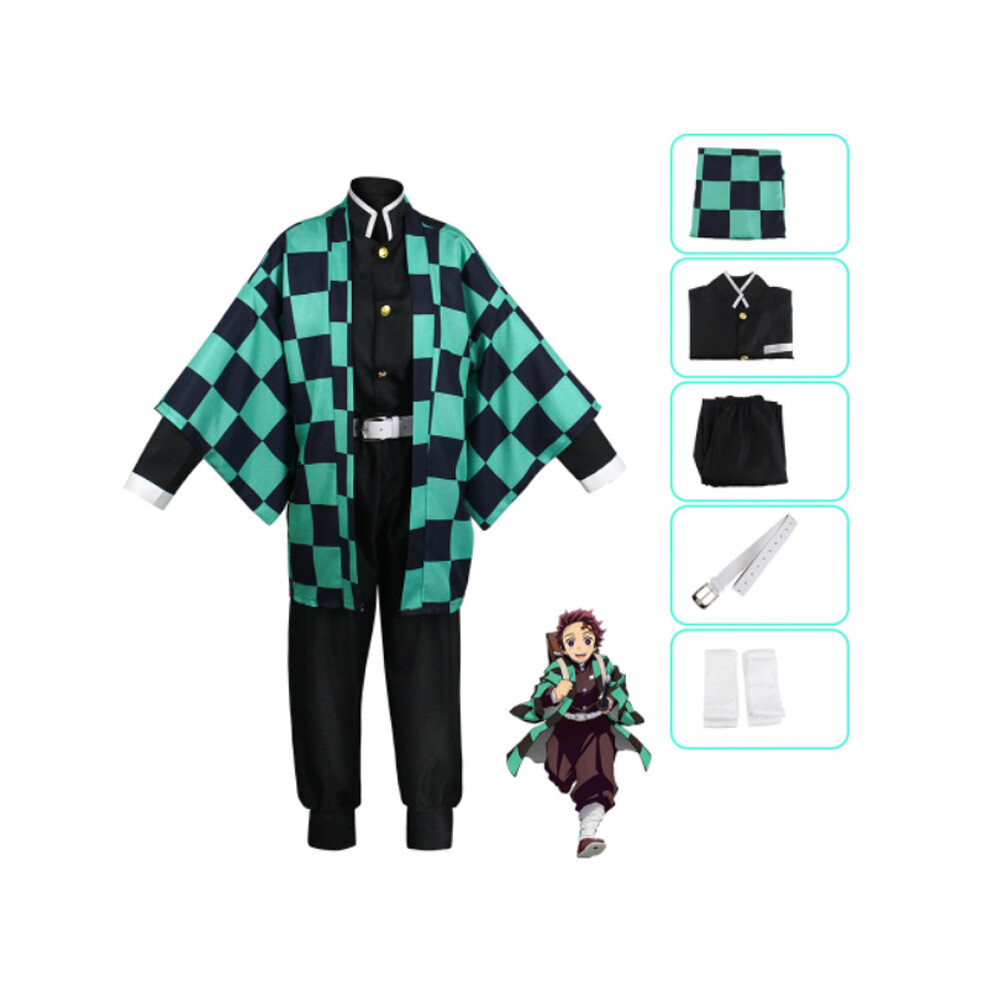 (Kamado Tanjirou Suit, 140cm) Demon Slayer Kids Cosplay Kamado Nezuko Tanjiro Kimono Robes Costume