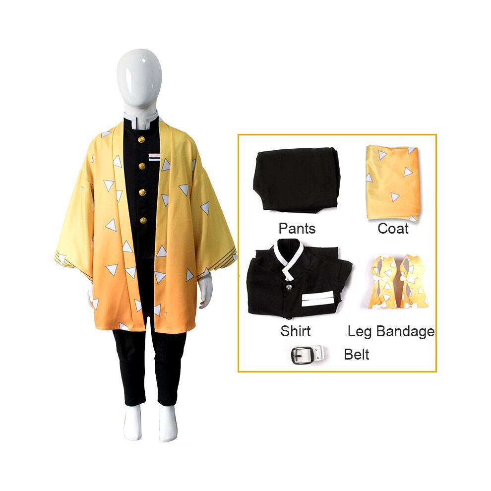 (Agatsuma Zenitsu Suit, 140cm) Demon Slayer Kids Cosplay Kamado Nezuko Tanjiro Kimono Robes Costume