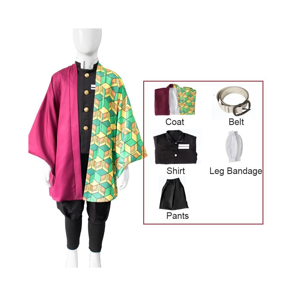 (Tomioka Giyuu Suit, 130cm) Demon Slayer Kids Cosplay Kamado Nezuko Tanjiro Kimono Robes Costume