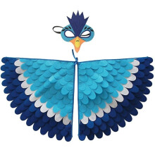 ( W16) Birds Wings Costume Set Halloween Peacock Parrot Cape With Felt Mask Kids Fancy Dress Up