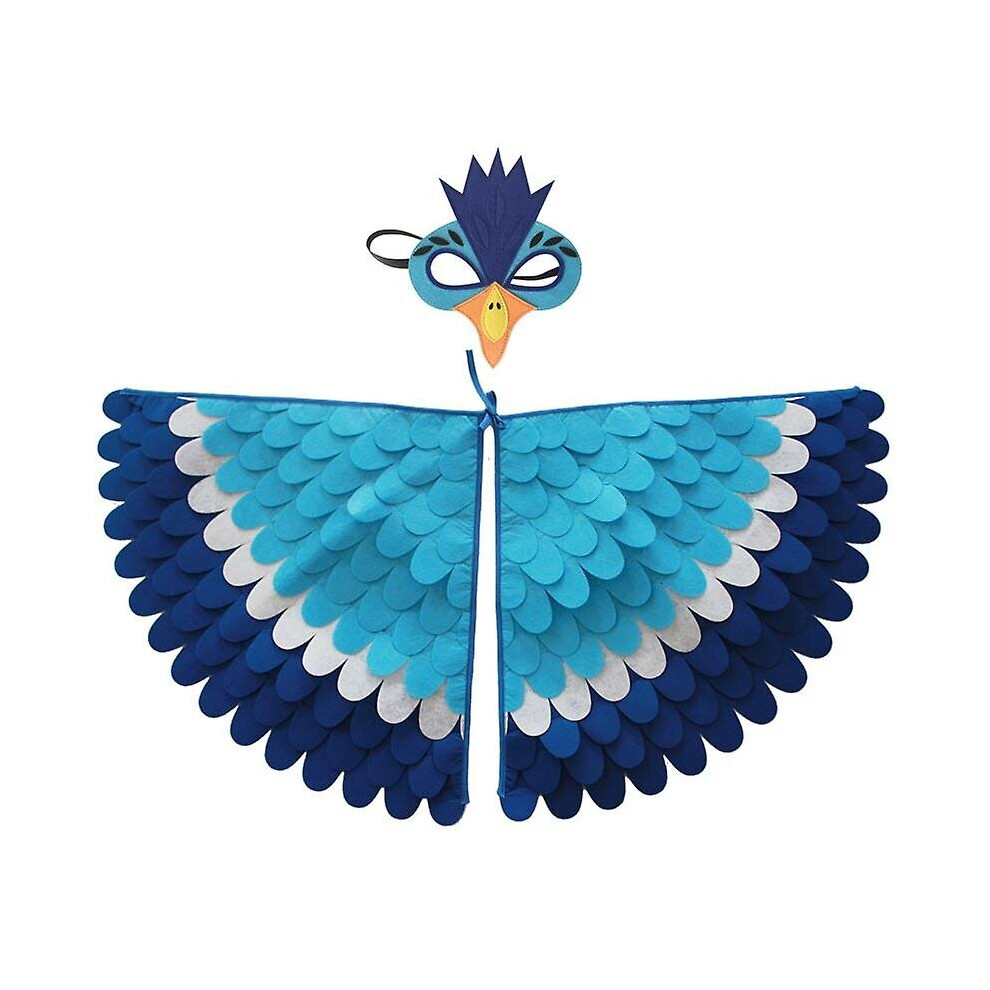 ( W16) Birds Wings Costume Set Halloween Peacock Parrot Cape With Felt Mask Kids Fancy Dress Up