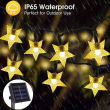 (5M 20LEDs-Warm White) Solar Powered Fairy String LED Star Lights Garden Outdoor Christmas Party Decor