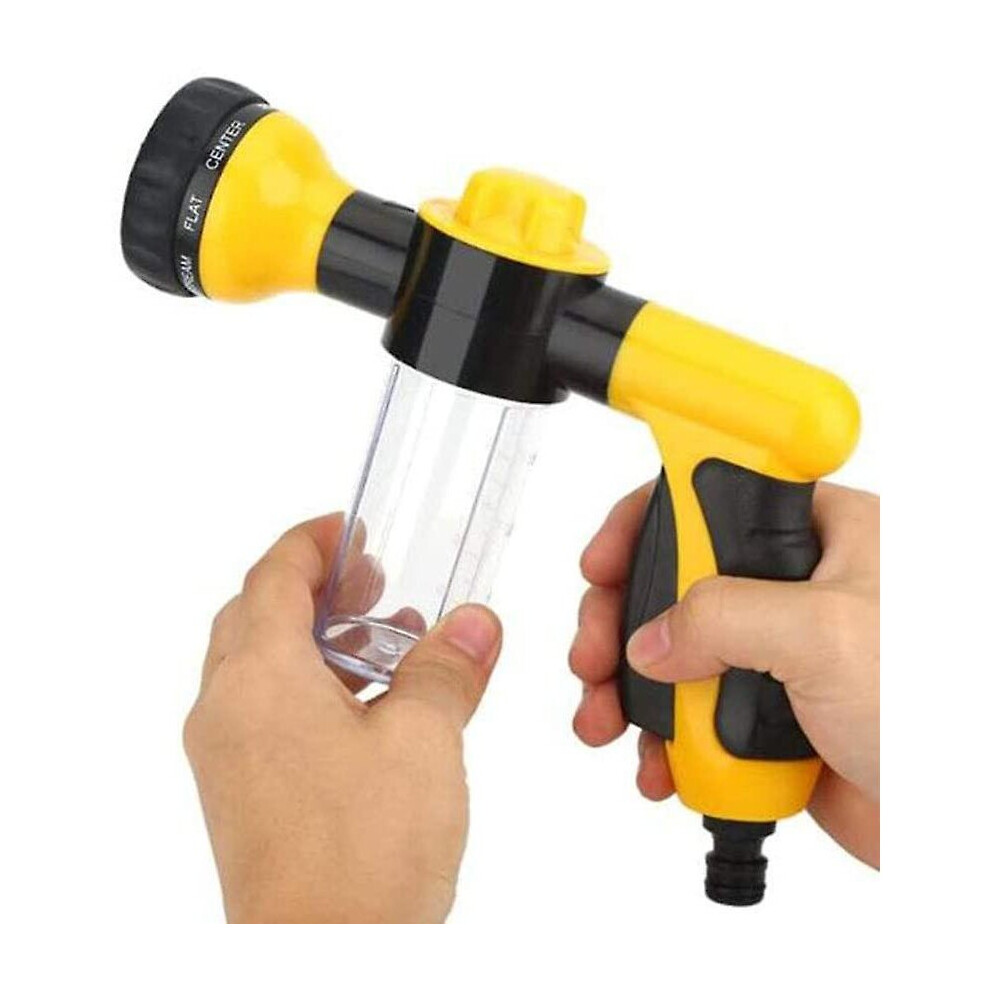 (Yellow) Car Foam Sprayer Nozzle Water Sprinkler With Soap Reservoir Garden Hose Water Spray Gun 760954514557