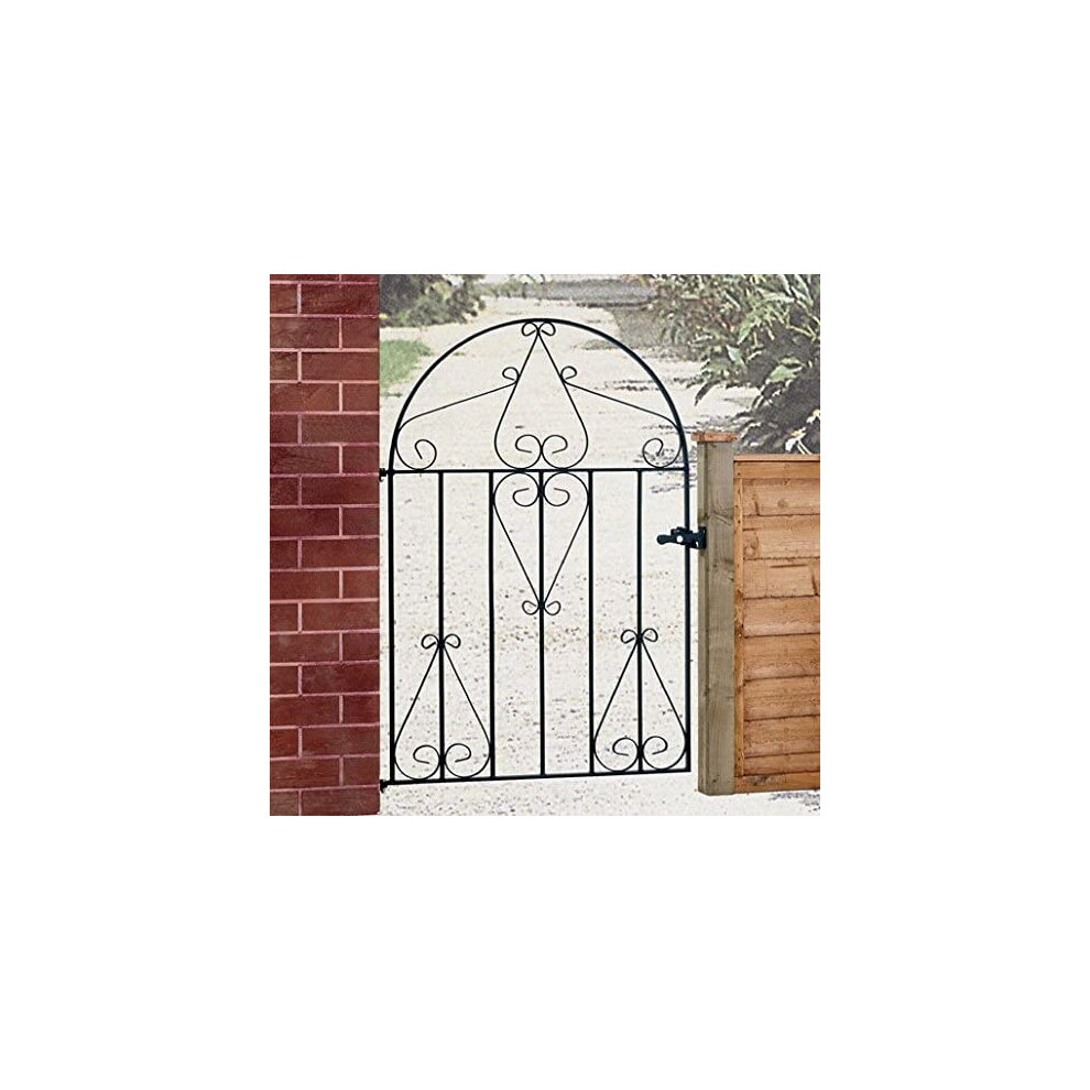 (838mm GAP X 1181mm High) Classic Low Bow Top Metal Scroll Garden Gate