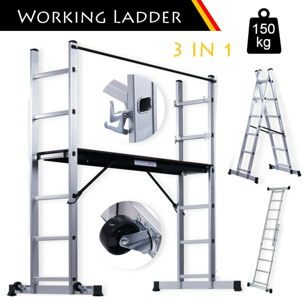 Aluminium Platform & Scaffold Combination Ladder Work Platform 3 IN 1
