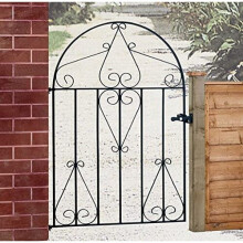 (991mm GAP X 1257mm High) Classic Low Bow Top Metal Scroll Garden Gate