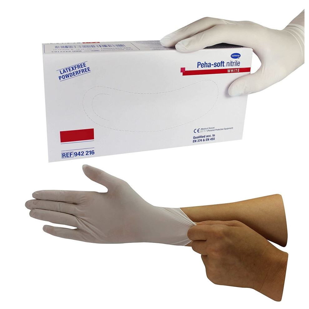 Hartmann (Medium - 150 Gloves - 1 Box) Disposable Nitrile Gloves Latex Powder Free Medical Ppe Blue/White