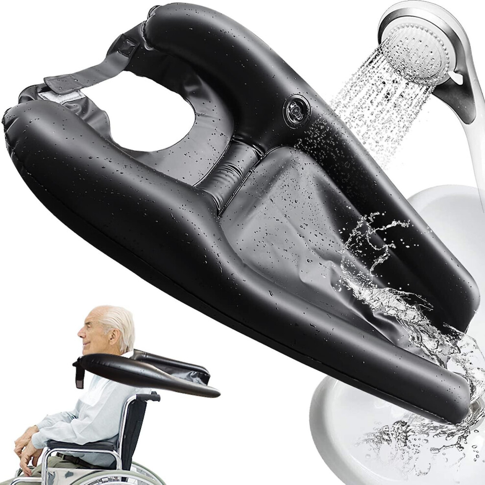 Black (Black) Inflatable Hair Washing Tray Portable Shampoo Bowl Sink For Handicapped Bedridden Seniors