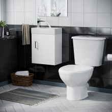 Nanuya 400mm Cloakroom Wall Hung Basin Vanity Unit & Close Coupled Toilet White