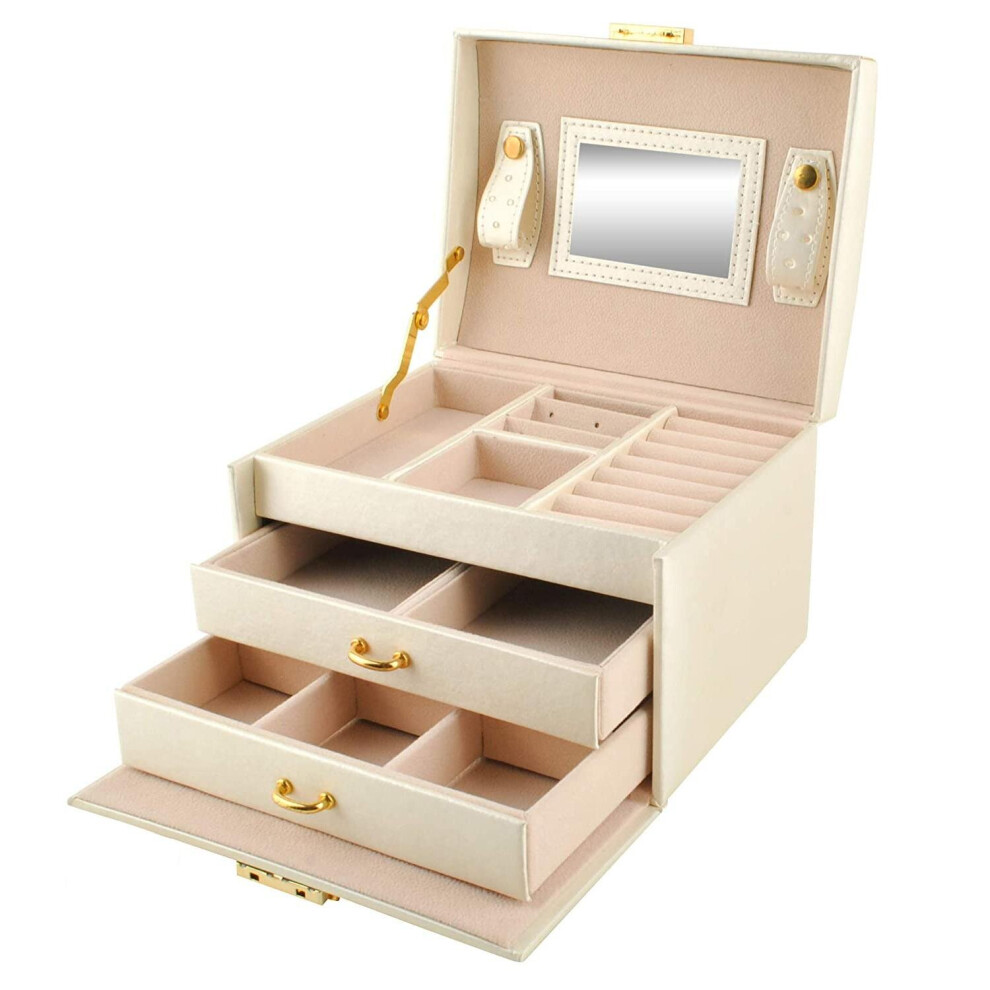 Large Jewelry Box in Several Levels - Beige