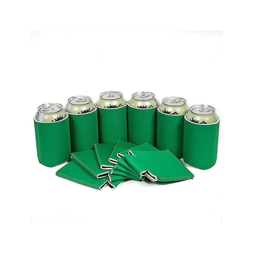 (Green) 6 Pack Blank Beer Can Coolers Sleeves Neoprene Beer Can Cooler Drink Bottle Holder Sleeve