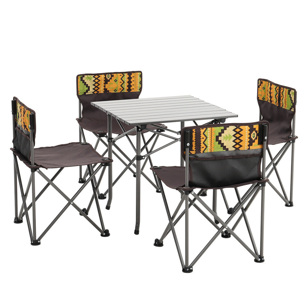 5 Piece Folding Camping Table and Chairs Set Portable with Carrying Bag