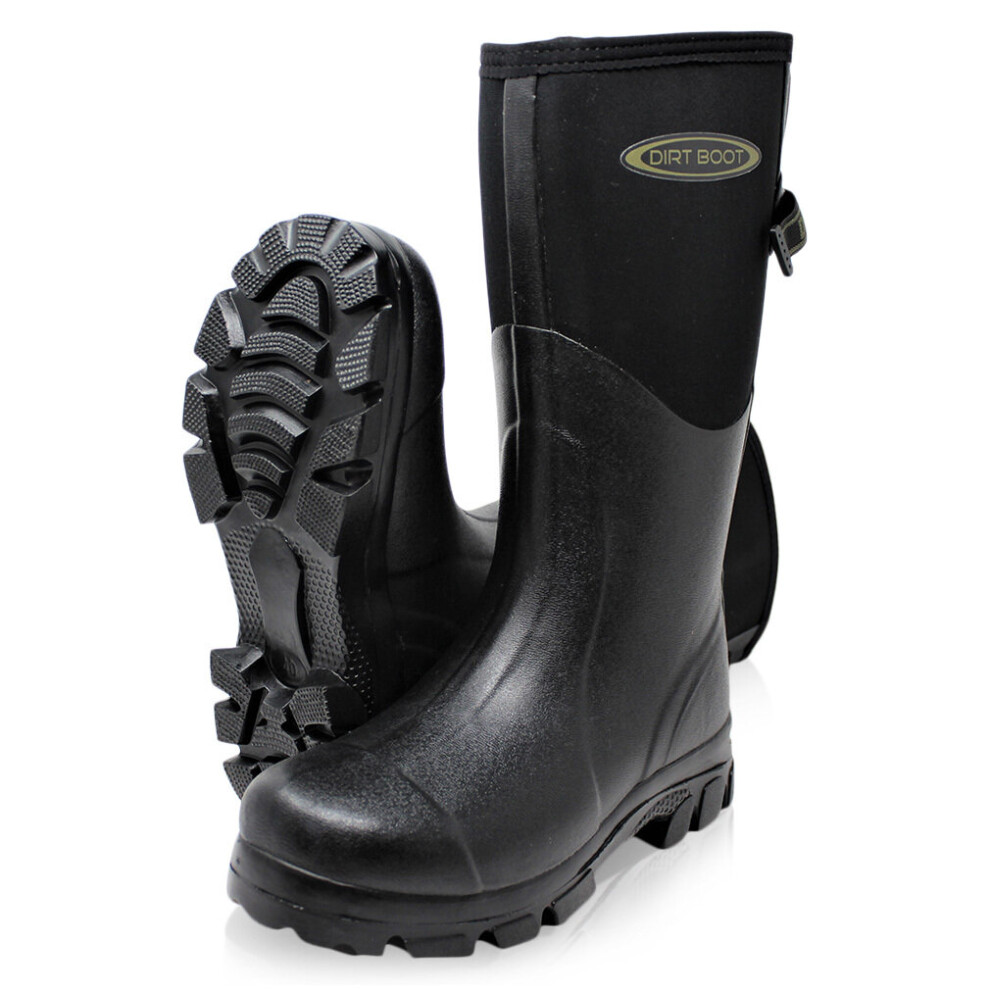 Abode (Uk 7 Eu40 Women, Black) Dirt Boot Womens Neoprene Wellington Muck Field Boots Adjustable Gusset Wellies
