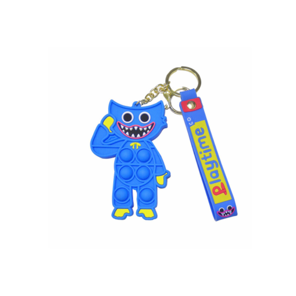(Blue) Poppy Playtime Huggy Wuggy Figures Keychain Pendant Keyring Stress Relief Toys