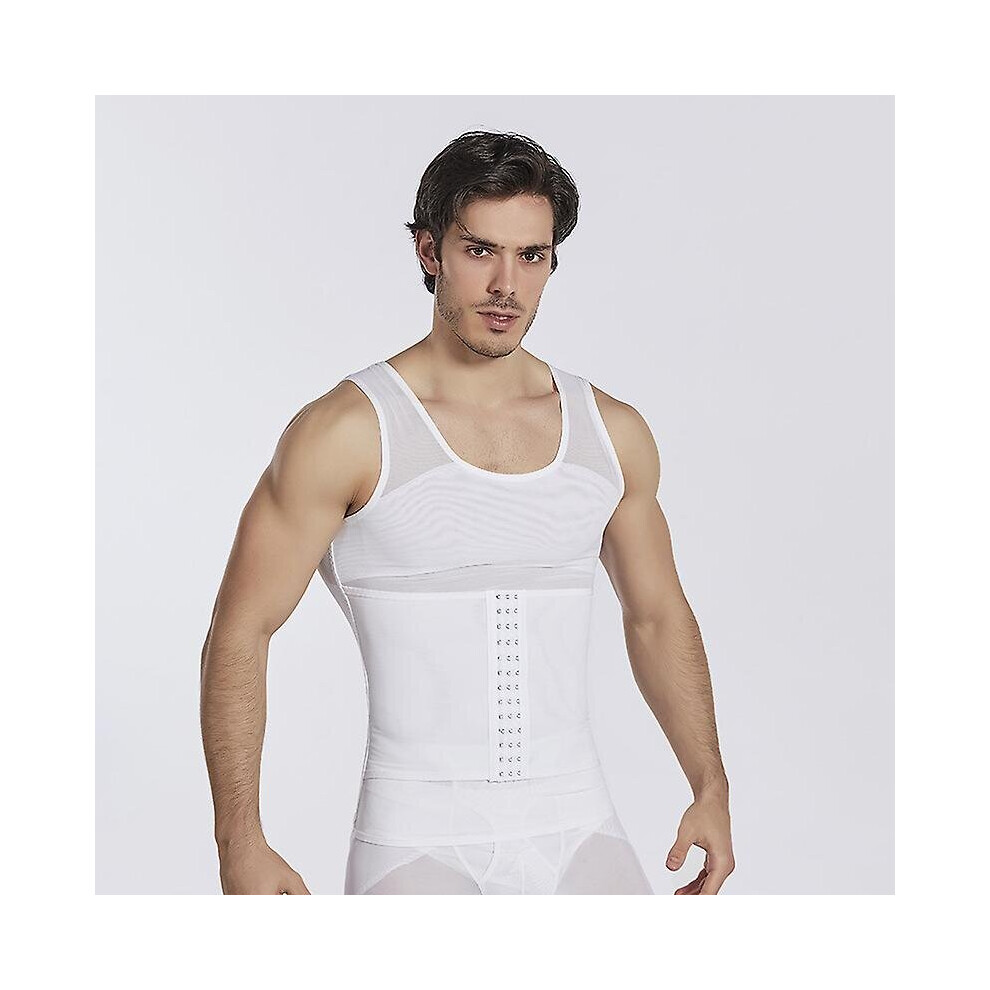 (White, 3XL) Men Waist Trimmer Belt Wrap Trainer Hot Swear Shirt Corset Slimming Body Shaper-image-OPC-P97MB9D-NEW