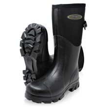 (UK 9 EU43 Men, Black) Dirt Boot Mens Neoprene Wellington Muck Field Boots Adjustable Gusset Wellies