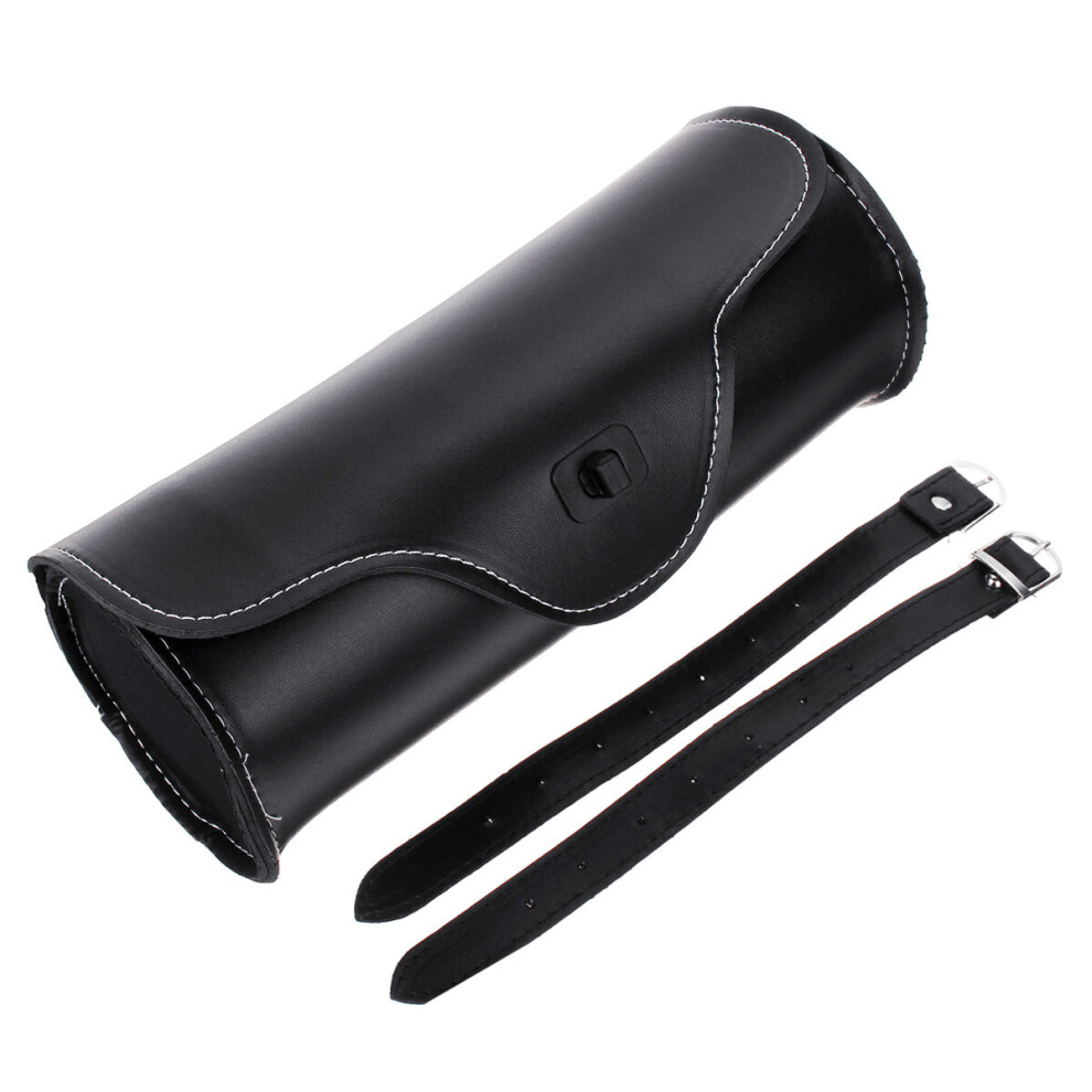 Motorcycle Saddlebags Side Pu Leather Luggage Bag With Mounting Straps Black 762179055747