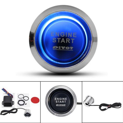 Neuer Auto-Motorstart-Taster Zündstarter Universal-Kit mit blauer LED 1