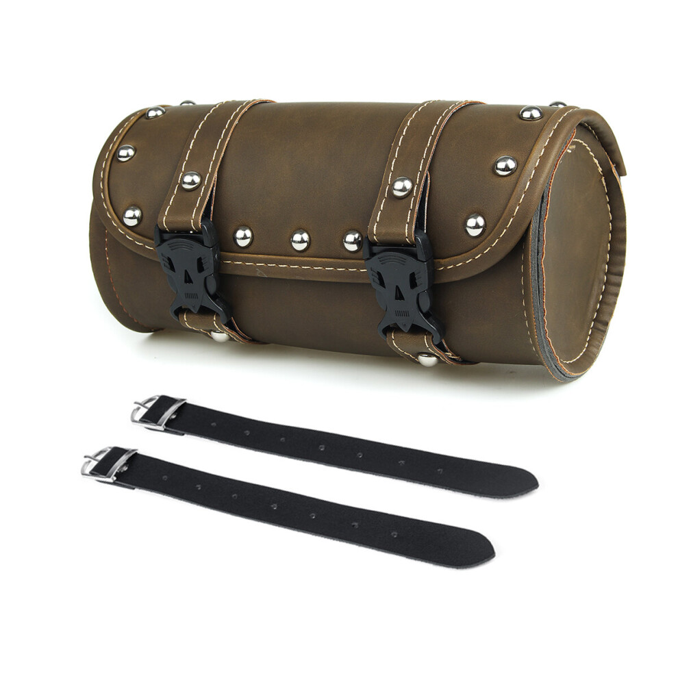Motorcycle Front Fork Tool Bag Pouch Saddlebags Luggage Universal Pu Leather 762179055792
