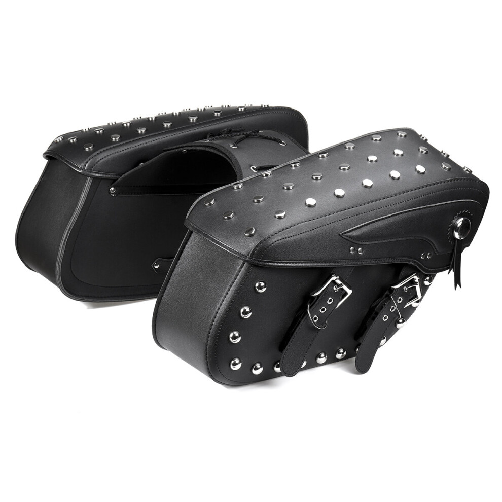 2X Motorcycle Pu Leather Saddlebags Side Bag Waterproof For Davison 762179057338