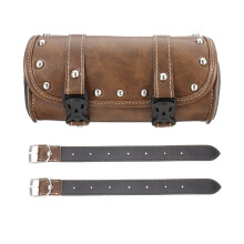 Nueva bolsa de herramientas para horquilla delantera de cuero para motocicleta para Harley/Softail/Sportster/Dyna marrón