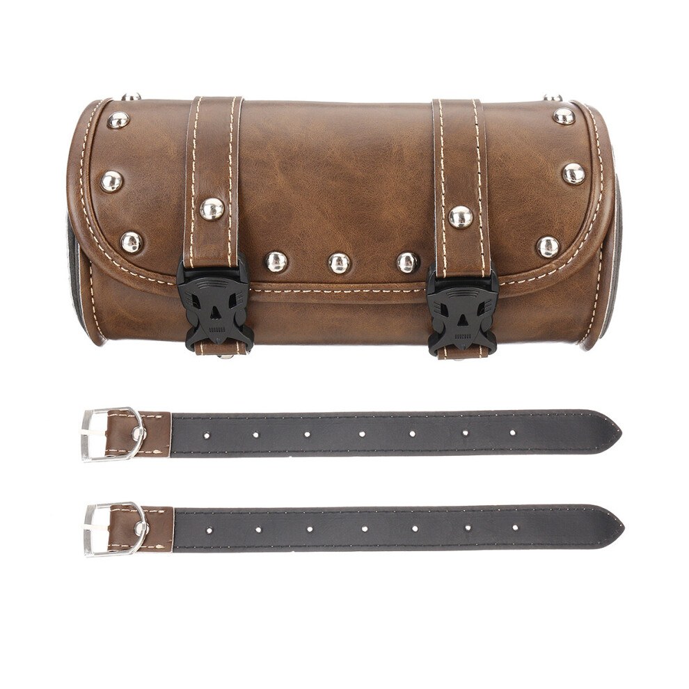 Leather Motorcycle Front Fork Tool Bag For Harley/Softail/Sportster/Dyna Brown 762179051145