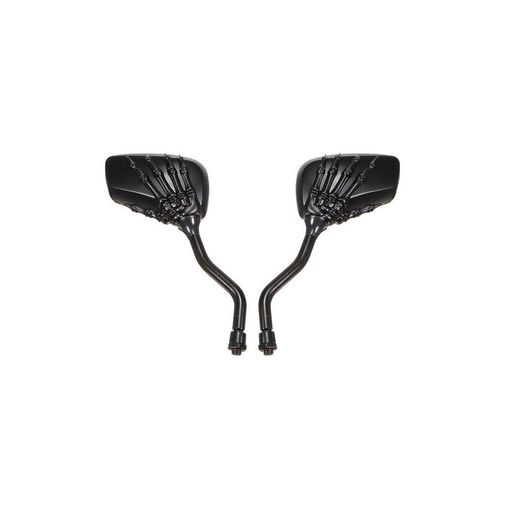 Chrome Motorcycle Skull Mirror For Harley Softail Dyna Black
