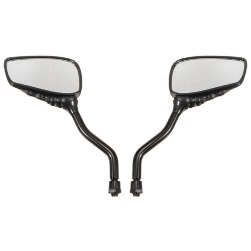 Chrome Motorcycle Skull Mirror For Harley Softail Dyna Black 1