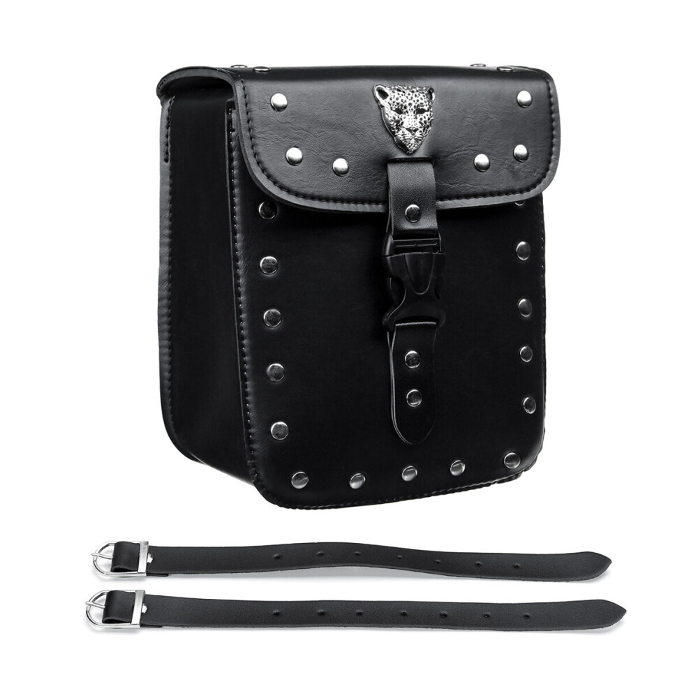 Universal Motorcycle Front Rear Fork Tool Pouch Side Bag Saddlebag Pu Leather For Harley Honda 762179053521