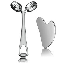 Gesichtsmassageger t, Gesichtsroller aus Metall, Gua Sha, Massagewerkzeug f r Gesicht, Hals, Augen, K rper, Hautpflege, Gesichtsroller f r Frauen