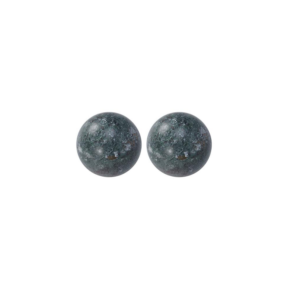 Rosenice 2Pcs Natural Stone Massage Ball Meditation Fitness Hand Exercise Healing Ball For Hand Therapy Stress Relief (Black)