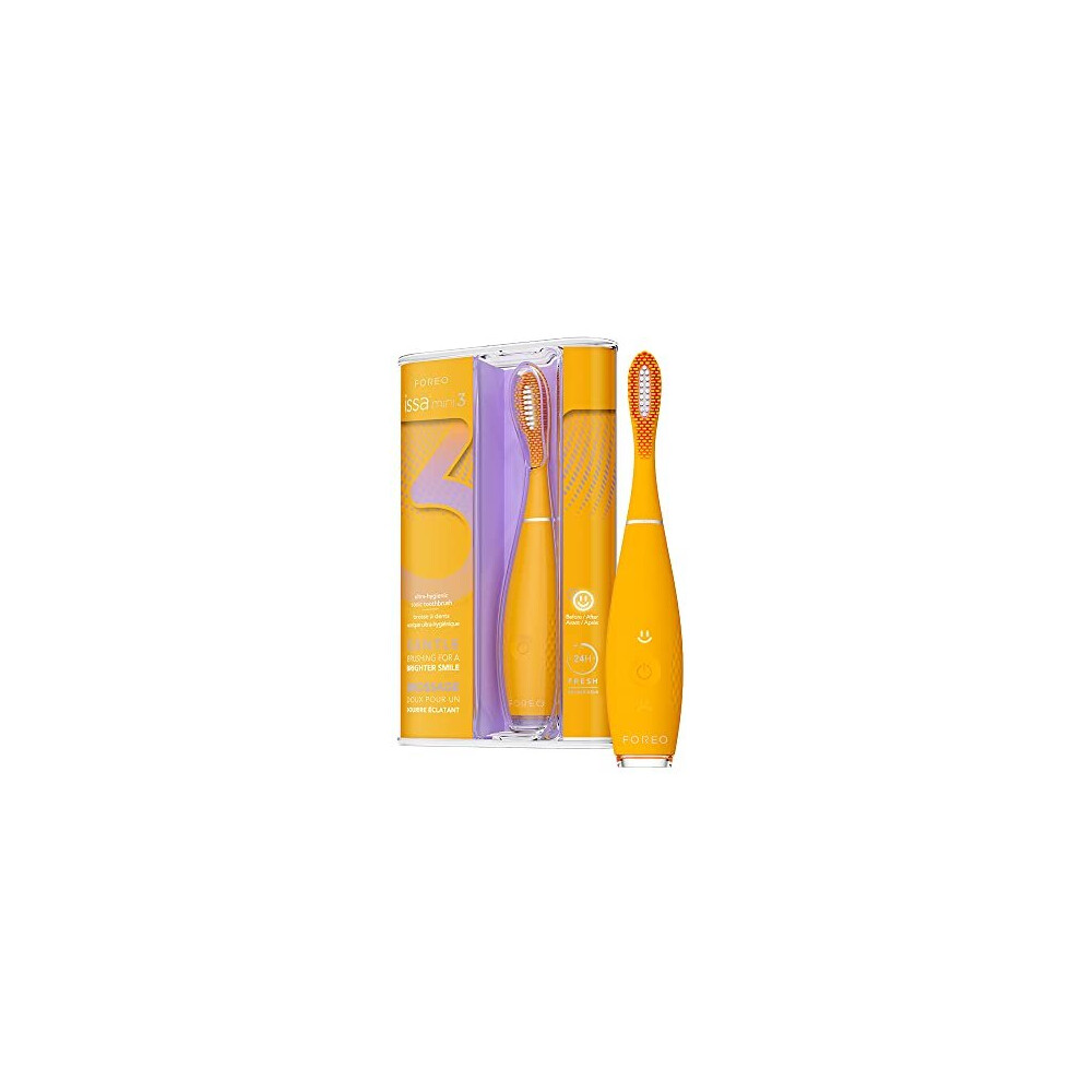 Foreo Issa Mini 3 Mango Tango, Electric 4-In-1 Sonic Toothbrush, Replaceable 6-Months Hybrid Brush Head, Medical-Grade Silicone, Travel-Friendly,