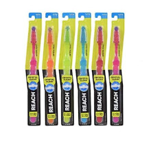 REACH Crystal Clean Fast Tandborste för Vuxna, 1 st - Färger Kan Variera (Pack om 6)