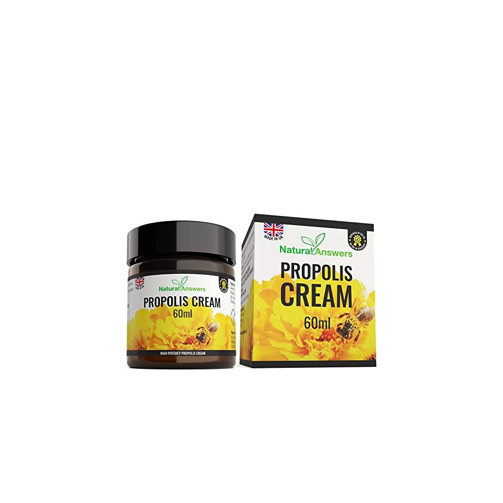 Bee Propolis Cream 60ml - Moisturising Natural Propolis Balm Ointment Remedy for Dry Skin, Eczema, Psoriasis, Cold Sores and Spots - UK Manufactu