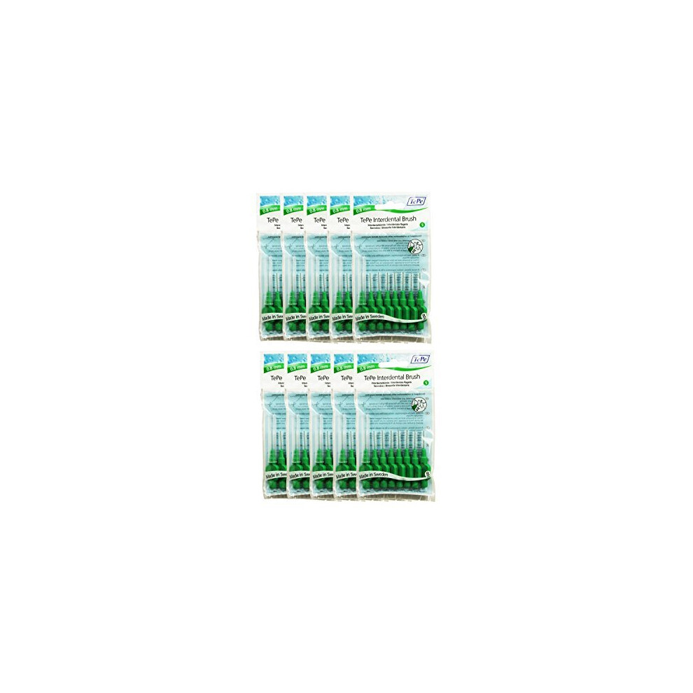 TePe InterDental Brushes Green - 10 Packets (80 Brushes)