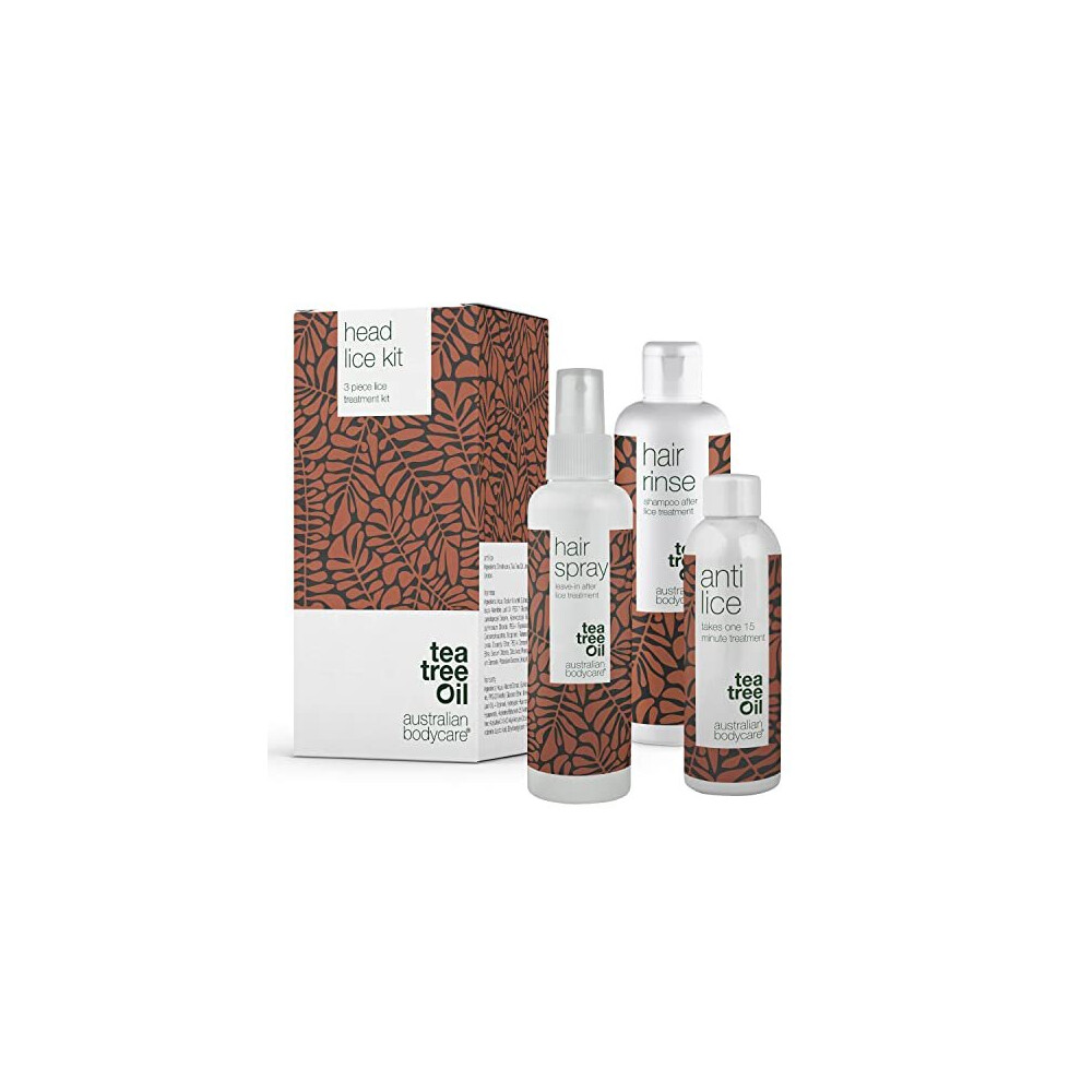 Australian Bodycare Head Lice Treatment Kit | 3 Products With Tea Tree Oil Against Head Lice & Nits | 15 Minute Anti Lice Treatment, Head Lice Prevention Spray & Sha