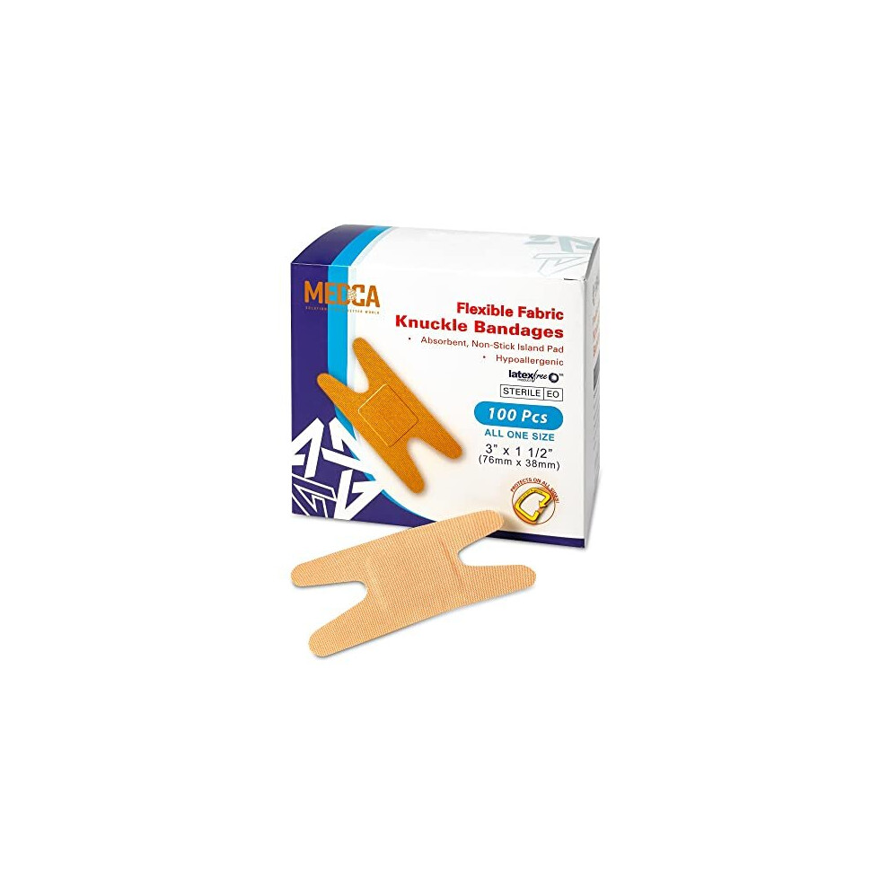 Medca Flexible Fabric Bandages - Flex Fabric Adhesive Bandages Knuckle Bandages For Finger Careâ And To Protect Wounds From Infection - (100 Count Box)