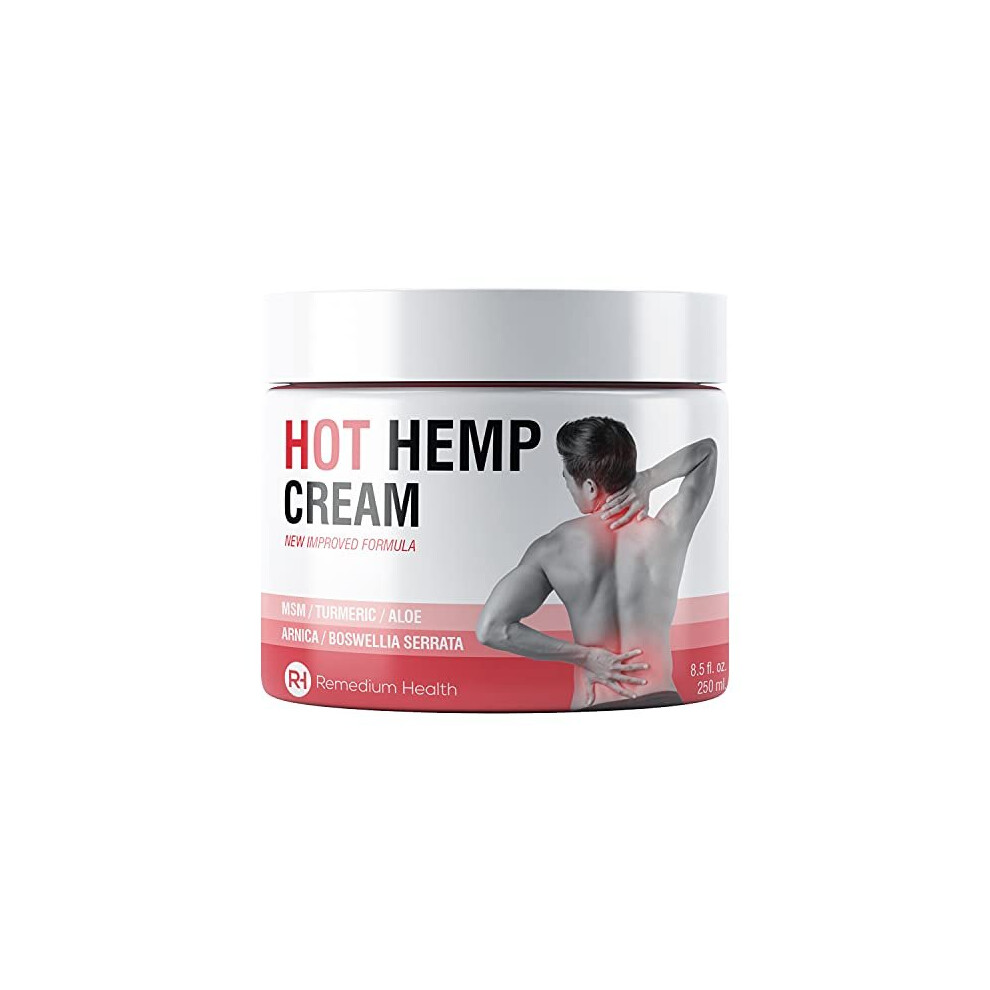 Remedium Health Joint & Muscle Active Relief Hemp Cream - Deep Heat Sensation. Natural Extracts Soothe Feet, Joints, Knees, Back & Shoulders With Arnica, Msm, Tu