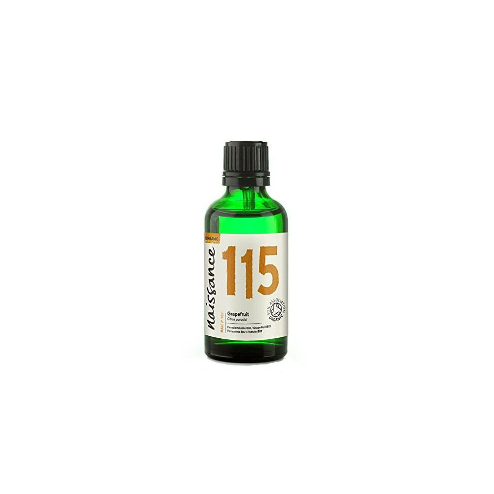 Naissance Organic Grapefruit Essential Oil 50Ml - Pure, Natural, Certified Organic, Cruelty Free, Vegan, And Undiluted - Use In Aromatherapy, Mas