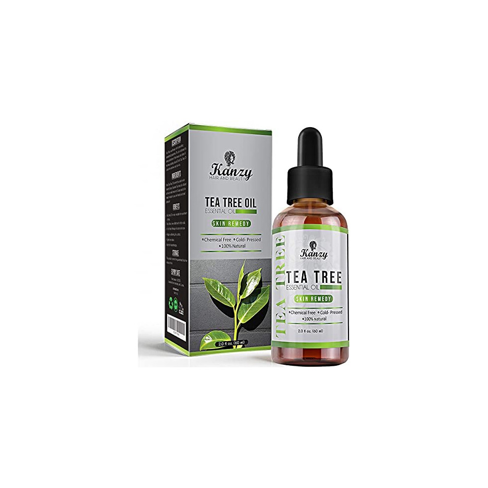 Kanzy Tea Tree Oil for Skin 60ml Treatment for Hair, Face, Acne Blemishes, & Nails Natural Vegan Organic Tea Tree Essential Oil